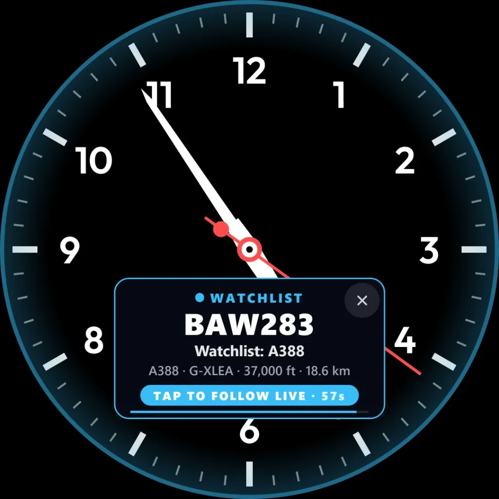 FlightAbove Altitude flight watchlist alert for BAW283, an A380 registered G-XLEA