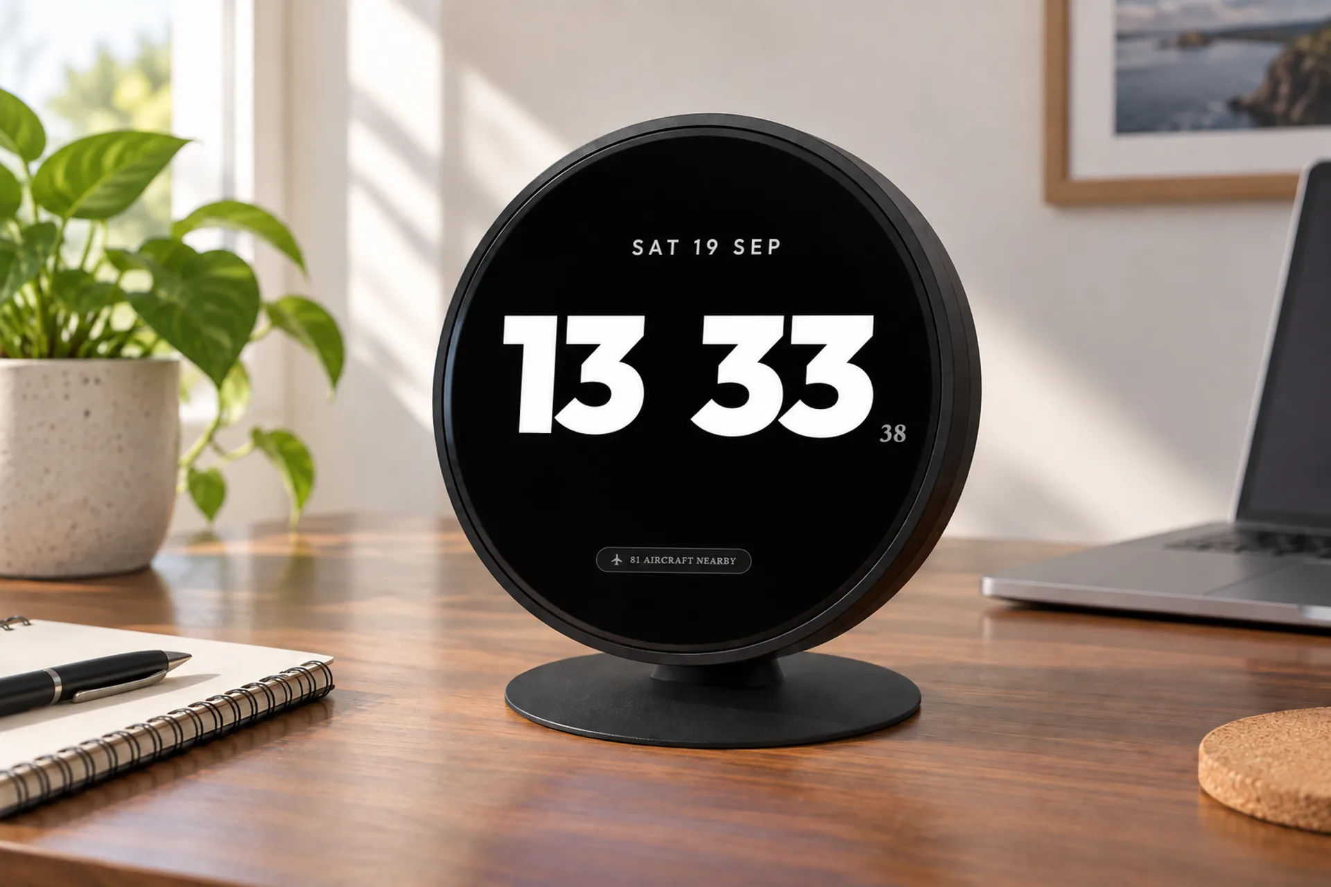 FlightAbove Altitude 3D printed circular case on a desk