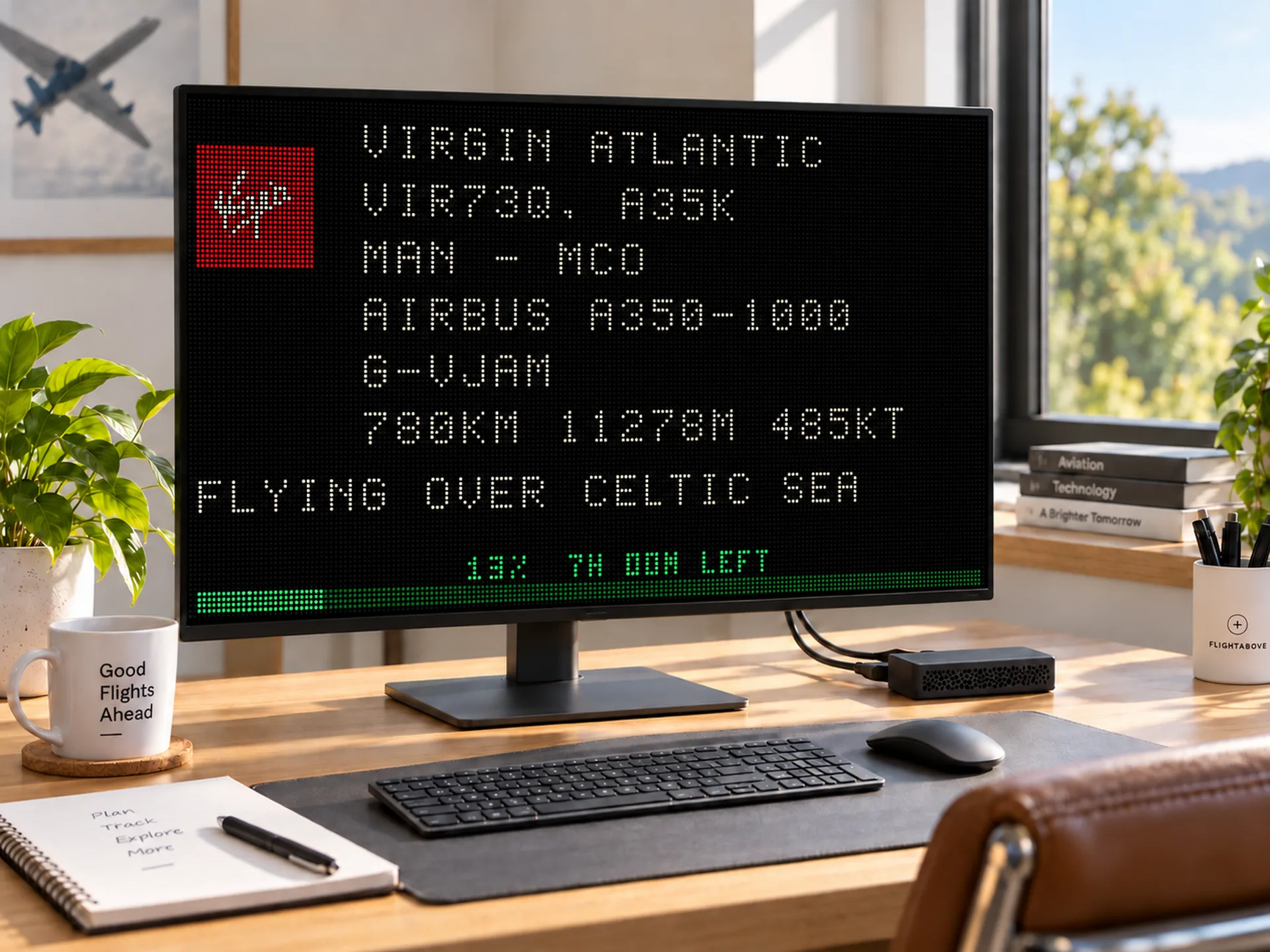 FlightAbove Connect in LED Wall mode on a home-office monitor