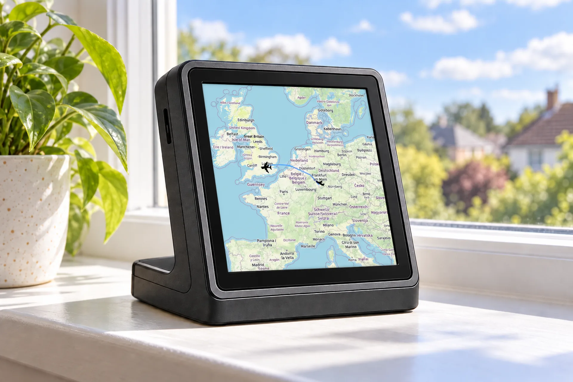 FlightAbove Mini radar showing aircraft around a house